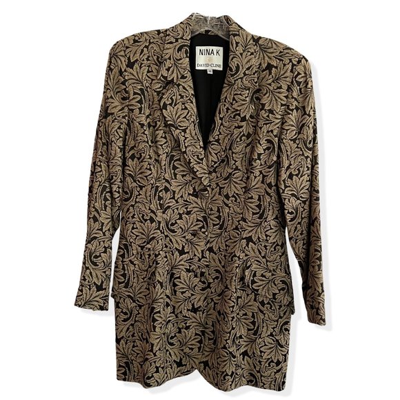 Nina K - David Cline Jackets & Blazers - Nina K - David Cline Vintage '80s-'90s Brocade Jacquard Blazer size M